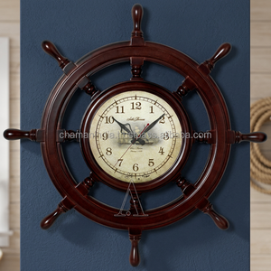 Nautical Sandalwood Polished <b>Ship</b> <b>Wheel</b> Wall Clock Decorative - Product Image 3