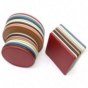 Ensemble de dessous-de-verre ronds en cuir PU au design moderne, pour tasses à café, tasses à thé, napperons de table pour les dîners, les mariages, les bars, les fêtes - Product Image 3