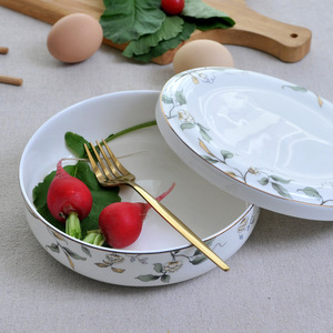 Assiette creuse en porcelaine fine de 7 pouces avec couvercle, bol en céramique pour la maison, assiette à soupe profonde, bol à soupe, plat à œufs et crème anglaise - Product Image 2