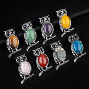 Tinh Thể Tự Nhiên Năng Lượng Chữa Bệnh Thạch Anh Tím <span class=keywords><strong>Owl</strong></span> Trâm Thủ Công Trang Trí Động Vật Đồ Trang Sức Quà Tặng Ý Tưởng - Product Image 3