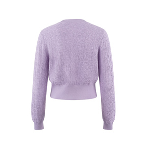 Low Moq Custom Women Knit Sweater <strong>Purple</strong> Fuzzy Long Sleeve Crew Neck Ladies Sweater Waist-slimming Button Women Knit <strong>Cardigan</strong> - Product Image 3