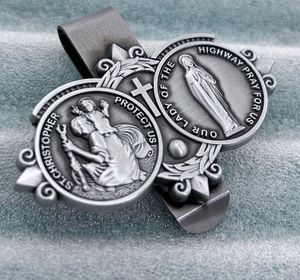 Bán buôn Hợp kim kẽm xe và ô tô quyến rũ Mặt dây chuyền Công Giáo ST Christopher bảo vệ Saint Christopher Visor Clip - Product Image 5