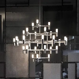 Lustre suspendu contemporain minimaliste BGST Duplex, luminaire moderne à LED pour villa, appartement, salon, salle à manger - Product Image 2