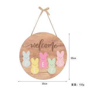 Autonomy Wooden Rabbit <b>Wall</b> Hanging With Bow Tag Easter Entryway Decorative Craft Doorplate - Product Image 3