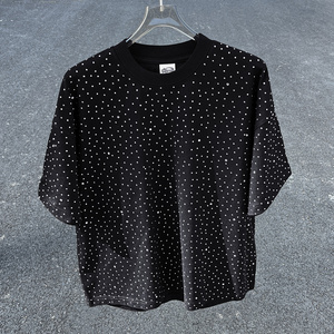 Camiseta Oversize de Algodón 100% de Alta Calidad con Pedrería para Hombre, Venta al por Mayor, Estilo Urbano Casual - Product Image 2