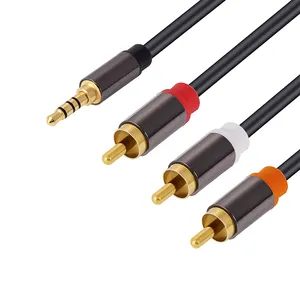 Kabel 3.5mm ke 3RCA 3.5mm Jack Male ke 3 RCA Male AUX Audio Splitter untuk Speaker TV Box kabel Aux Stereo