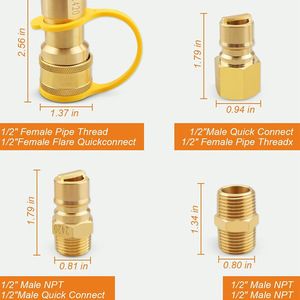 Conector Rápido de Latón para Propano, Rosca Macho de 1/2 Pulgada, para Parrillas de Cocina al Aire Libre - Product Image 2