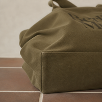 Sac fourre-tout en toile robuste vert olive avec motif imprimé Berlin Muse pour le shopping, les voyages, la plage, l'usage quotidien et les sorties décontractées