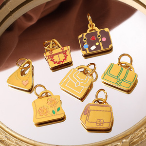 Colorful <b>Bag</b> <b>Charms</b> Stainless Steel DIY Jewelry Accessories For Bracelet Necklace Unisex Fashion Pendants - Product Image 3