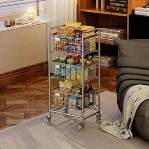 Carrito de Almacenamiento para Aperitivos, Mesa Auxiliar para Sala de Estar, Mueble de Almacenamiento Multifuncional, Estante de Almacenamiento de Metal para Cocina - Product Image 1