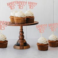 24 Stück Happy 18th Cupcake-Topper, Roségold, 18. Geburtstag Cupcake-Dekorationen für 18. Geburtstagsparty, Kuchendekorationen