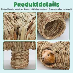 Hamster Cuddle Tunnel Naturel Séché Tissé Herbe Cachette pour Petits Animaux Cochon d'Inde Furet Chinchilla Hérisson - Product Image 4