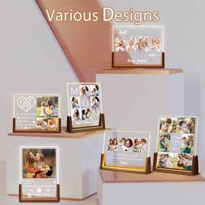 Lampe de nuit en acrylique personnalisée avec photo, cadre en noyer en forme de U, lampe LED personnalisée, cadeau pour maman, femme, fête des mères, anniversaire, Noël - Product Image 3