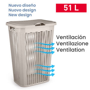 Laundry <b>Hamper</b> Taupe 51 L Ventilation Home Storage Organization - Product Image 1