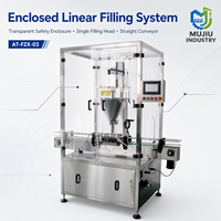 Machine de remplissage de poudre PLC à tête unique linéaire et fermée AT-FZX-03, remplisseuse à vis sans fin 10-2000g pour poudres d'épices, d'herbes et flacons