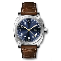 Montre mécanique de luxe pour homme, boîtier en acier inoxydable OEM, bracelet en cuir, étanche 10 ATM