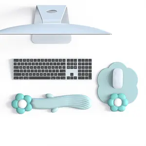 Taşınabilir ayçiçeği oyun Mouse Pad ergonomik kaymaz Pu taban bilek klavye Mouse Pad