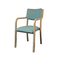 Chaise de salle à manger légère en bois massif avec accoudoirs, chaise rembourrée en tissu vert sarcelle pour hôtel, restaurant chinois, salle à manger occidentale et salon d'affaires