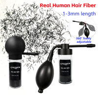 Fibres capillaires 100 % naturelles de 1-2 mm, en kératine, pour traitement de la perte de cheveux, avec applicateur en spray fixateur, fibres densifiantes pour cheveux