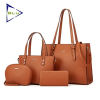 Tas Tote Kulit Buaya Kapasitas Besar Set Tas Selempang Dompet Koin Dompet Lipat Tas Tangan Wanita Tas Tangan Logo Kustom untuk Wanita