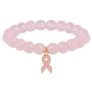 Braccialetti Elastici BEIQIAN all'Ingrosso con Perline in <span class=keywords><strong>Pietra</strong></span> Naturale di Quarzo per la Consapevolezza sul <span class=keywords><strong>Cancro</strong></span> al Seno, Regalo per Donne e Ragazze - Product Image 6