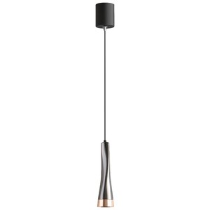 Lustre suspendu de style nordique à tête unique, en aluminium électroplaqué de luxe, avec bande LED, protection oculaire, hauteur réglable, pour chambre moyenne - Product Image 5