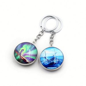 Personalized Logo Dome Crystal Circle Keychain Custom Printed Glass Keyring - Product Image 3