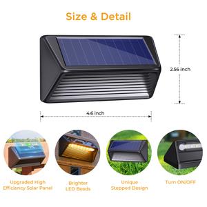 Lampes solaires LED étanches IP65 pour jardin, patio extérieur, murs et escaliers – Éclairage solaire lumineux pour marches et clôtures - Product Image 3
