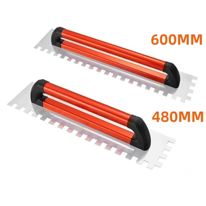 Truelle <span class=keywords><strong>de</strong></span> plâtrage à truelle crantée 600mm étendue en acier inoxydable avec grattoir à mortier à dents carrées <span class=keywords><strong>de</strong></span> 12mm - Product Image 1