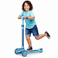 Trottinette pour enfants à 3 roues en alliage d'aluminium, lumières multicolores, frein arrière, guidon réglable, plateforme antidérapante, certifiée sécurité enfant