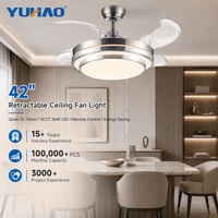 Ventilateur de plafond invisible silencieux BLDC de 42 pouces avec télécommande, pour chambre d'enfant, salon, intérieur, fabrication OEM ODM