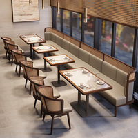 Ensemble de salle à manger en bois massif sur le thème nordique, avec plateau en marbre, pour la restauration commerciale des hôtels, cafés et restaurants.