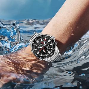 Montre chronographe analogique-numérique SMAEL 6076, étanche, lumineuse, avec alarme, boîtier/cadran en alliage et bracelet en acier inoxydable - Product Image 6