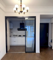 Puerta Corredera de Vidrio con Rotura de Puente Térmico NFRC, Doble Acristalamiento Templado, Diseño Minimalista, para Bodega, Jardín, Supermercado