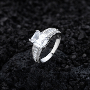 Bague de mariage pour femme en argent sterling S925 avec réglage de la broche de diamant de laboratoire rond et brillant Style tendance - Product Image 2