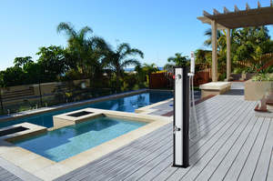 Colonne de <span class=keywords><strong>douche</strong></span> <span class=keywords><strong>solaire</strong></span> en acier inoxydable 20L pour jardin extérieur, support étanche à la pluie pour piscine et patio - Product Image 3