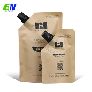 Customize biodegradable liquid pouch matte craft paper aluminium bag recyclable stand up spout pouch refill pouch