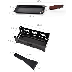 Poêle à <span class=keywords><strong>raclette</strong></span> antiadhésive pliable portable avec spatule ensembles de planche à fromage en métal pour barbecue aux chandelles et grillades de cuisine à la maison - Product Image 3