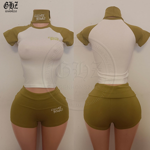 Y2K Clothing Custom 2 Piece Set <strong>Women</strong> Cotton <strong>Jersey</strong> Baby Tee Skinny Long Sleeves and Flared <strong>Shorts</strong> for <strong>Women</strong> Loungewear Set - Product Image 5