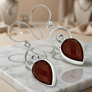 Art Palace Latest Design <b>Silver</b> <b>Stud</b> <b>Earrings</b> with Red Onyx Gemstone Fashion Hoop <b>Earrings</b> - Product Image 1