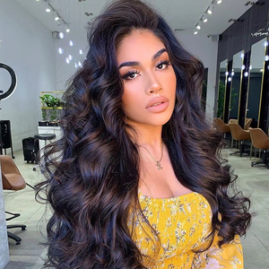 วิกผมแท้แบบ Body Wave 13*4 Lace Front สำหรับผู้หญิง  แบบผูกเชือก  ใส่ได้เลย ไม่ต้องติดกาว สีดำธรรมชาติ - Product Image 3