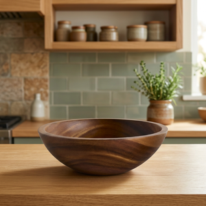 Frutero americano vintage con base de pedestal, hecho a mano, de madera ecológica, vajilla para mesa, tazón único para servir alimentos, al mejor precio - Product Image 1