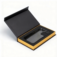 Boîte cadeau en papier rigide avec logo imprimé personnalisé, emballage en gros, vêtements de luxe, boîte pliante en papier magnétique noire avec ruban