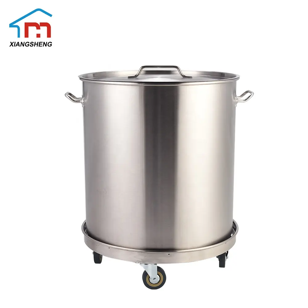 Stainless Steel Round Stock Pot Mobile Cart And Pot Mover with 360 Swivel Locking Wheels