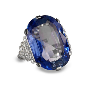 Anello dal design ovale di colore blu, anello da dito dallo stile elegante per donna - Product Image 1