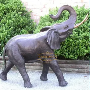現代の屋外金属等身大ウォーキング象銅ブロンズ象彫刻像