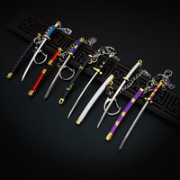 Porte-clés vintage en alliage de zinc avec mini épée Zoro, arme légère, modèle de jouet, porte-pendentif, mousqueton, style souvenir, cadeau