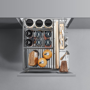 Cesta extraíble para condimentos Unihopper Kitchen Cabinet Nano, de hierro cromado con mecanismo de amortiguación, estilo moderno minimalista. - Product Image 1