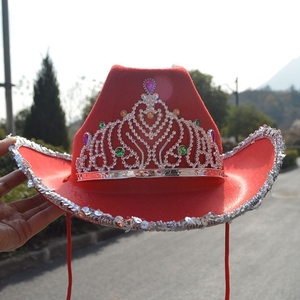 Chapeaux de <span class=keywords><strong>Cowboy</strong></span> pour femmes, accessoires occidentaux, violet, blanc, rose, chapeau de fête, <span class=keywords><strong>grande</strong></span> couronne, en feutre, à paillettes, perlée, petite <span class=keywords><strong>taille</strong></span> - Product Image 3