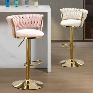 Silla de Bar nórdica, muebles de mostrador, Metal, terciopelo, giratorio, cuero, alto oro, moderno, lujo, taburete de cocina, sillas de Bar para mesa de Bar